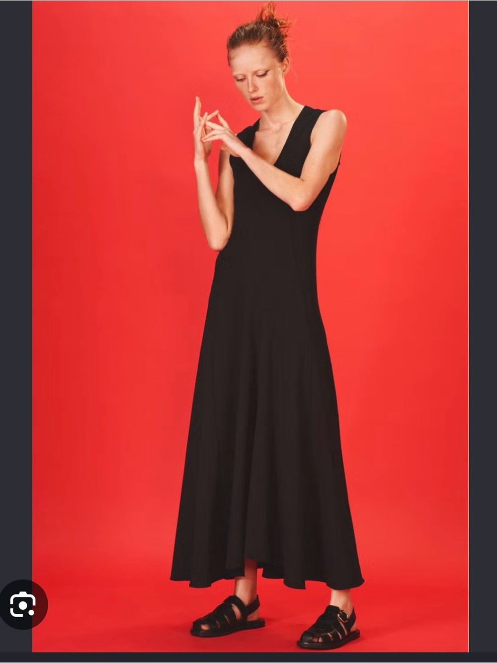 Zara Black Sleeveless V-Neck Maxi Dress